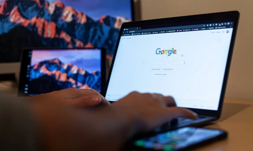 A person using a Google browser on a laptop