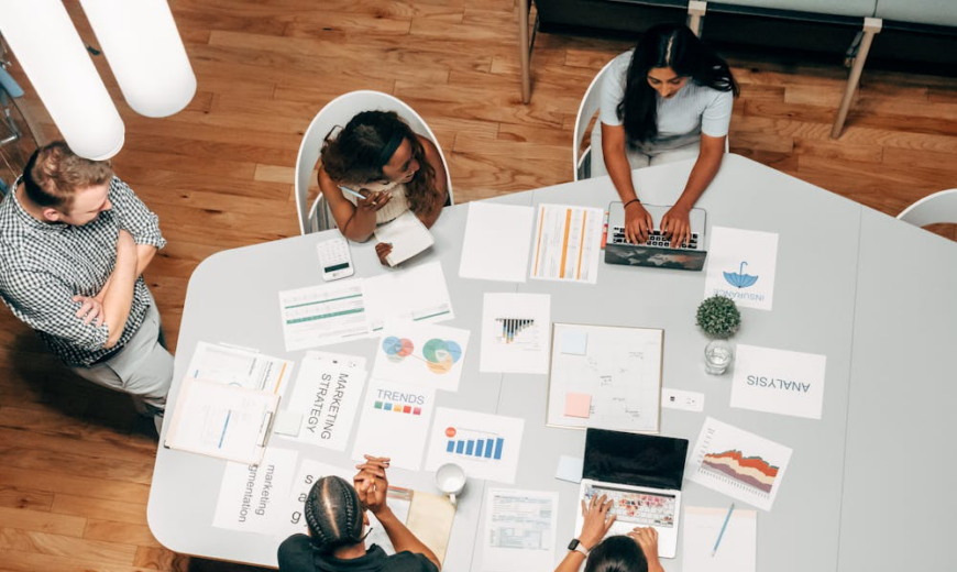 People in the office discussing a project