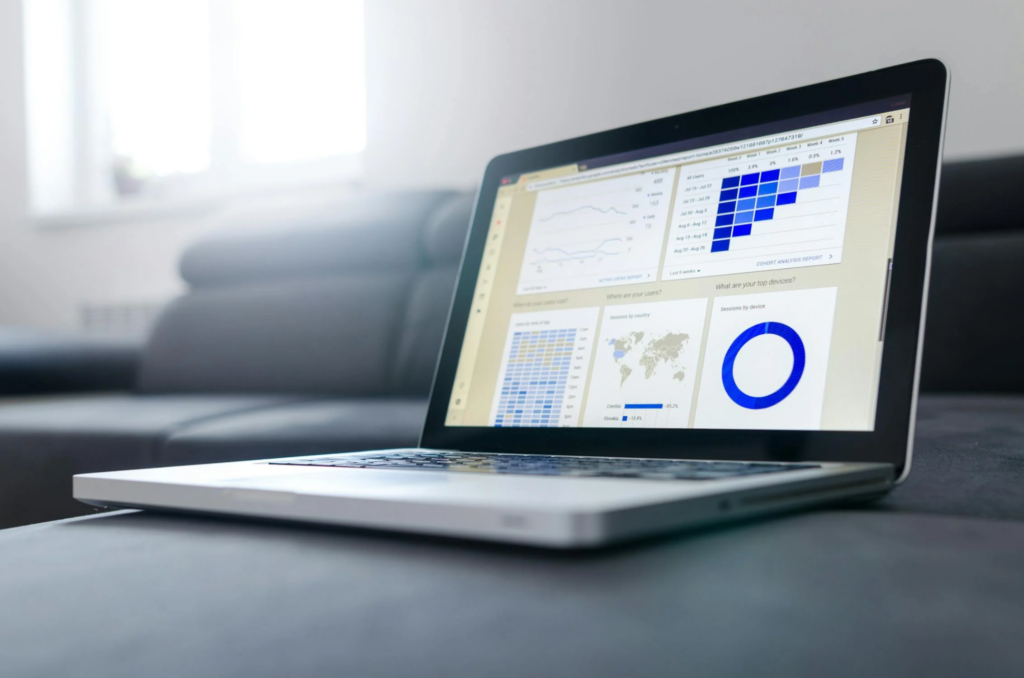 Data shown on a laptop screen