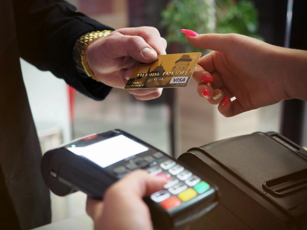 A person paying with a credit card